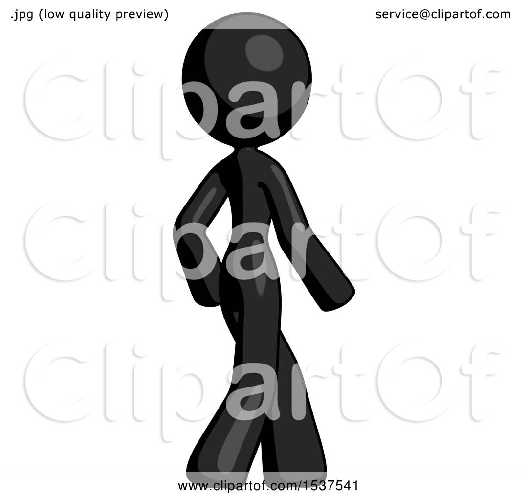 1080x1024 Black Design Mascot Woman Walking Away Direction Right View By Leo