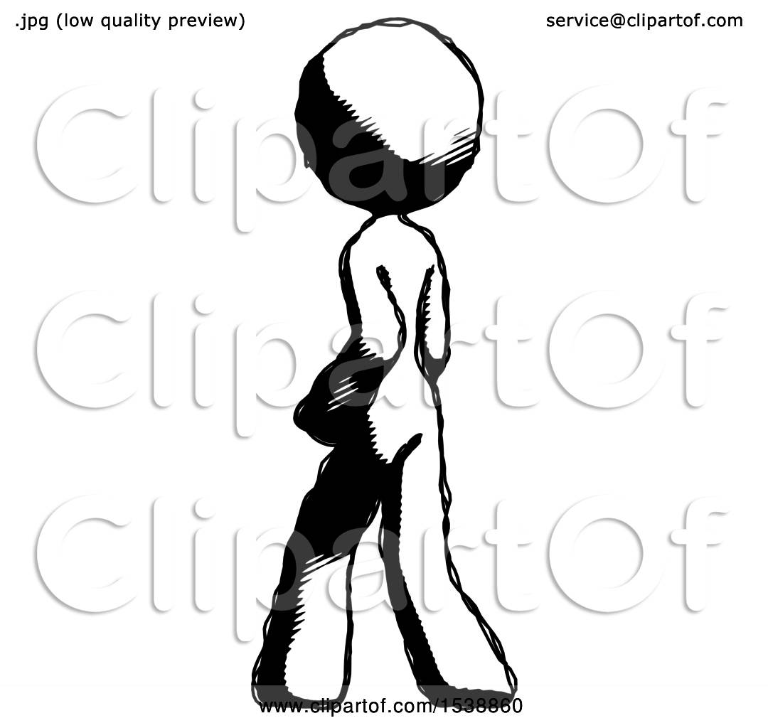 1080x1024 Ink Design Mascot Woman Walking Away Direction Left View By Leo