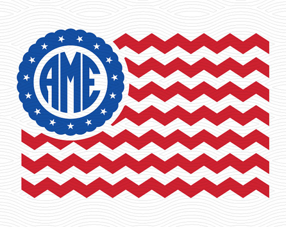 570x453 Chevron American Flag Monogram Frame Svg Eps Dxf Studio3 Usa