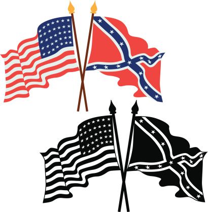 410x418 Vector Illustrations Of American Union And Confederate Flags