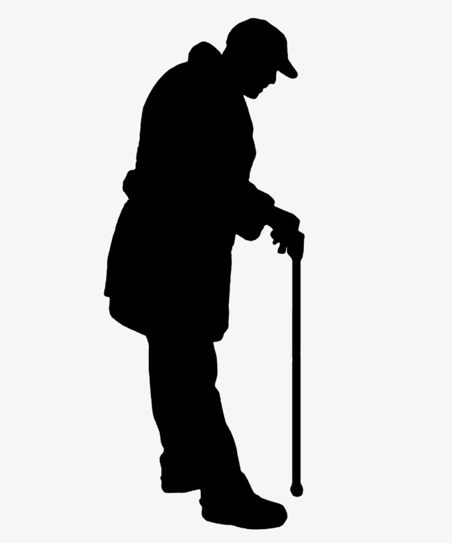 650x781 Lonely Old Man On Crutches Silhouette, Crutches Silhouette, Sketch