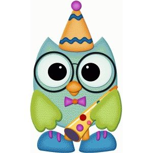 300x300 Birthday Owl W Party Blower Pnc Silhouette Design, Silhouettes