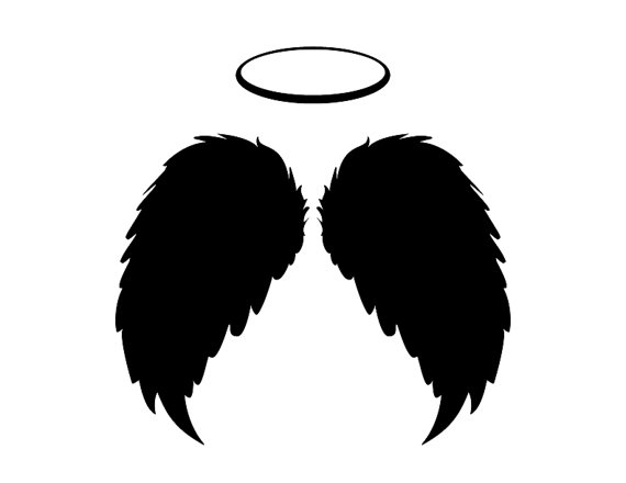570x440 Angel Wings Amp Halo, Black Feathers Flying Instant Download