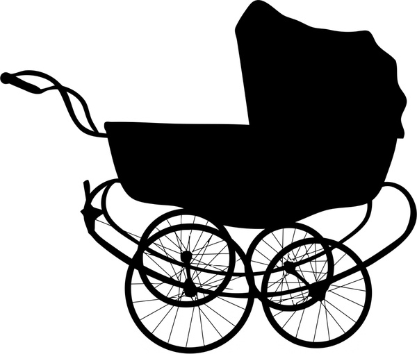 600x510 Vintage Baby Carriage Illustration With Silhouette Style Free