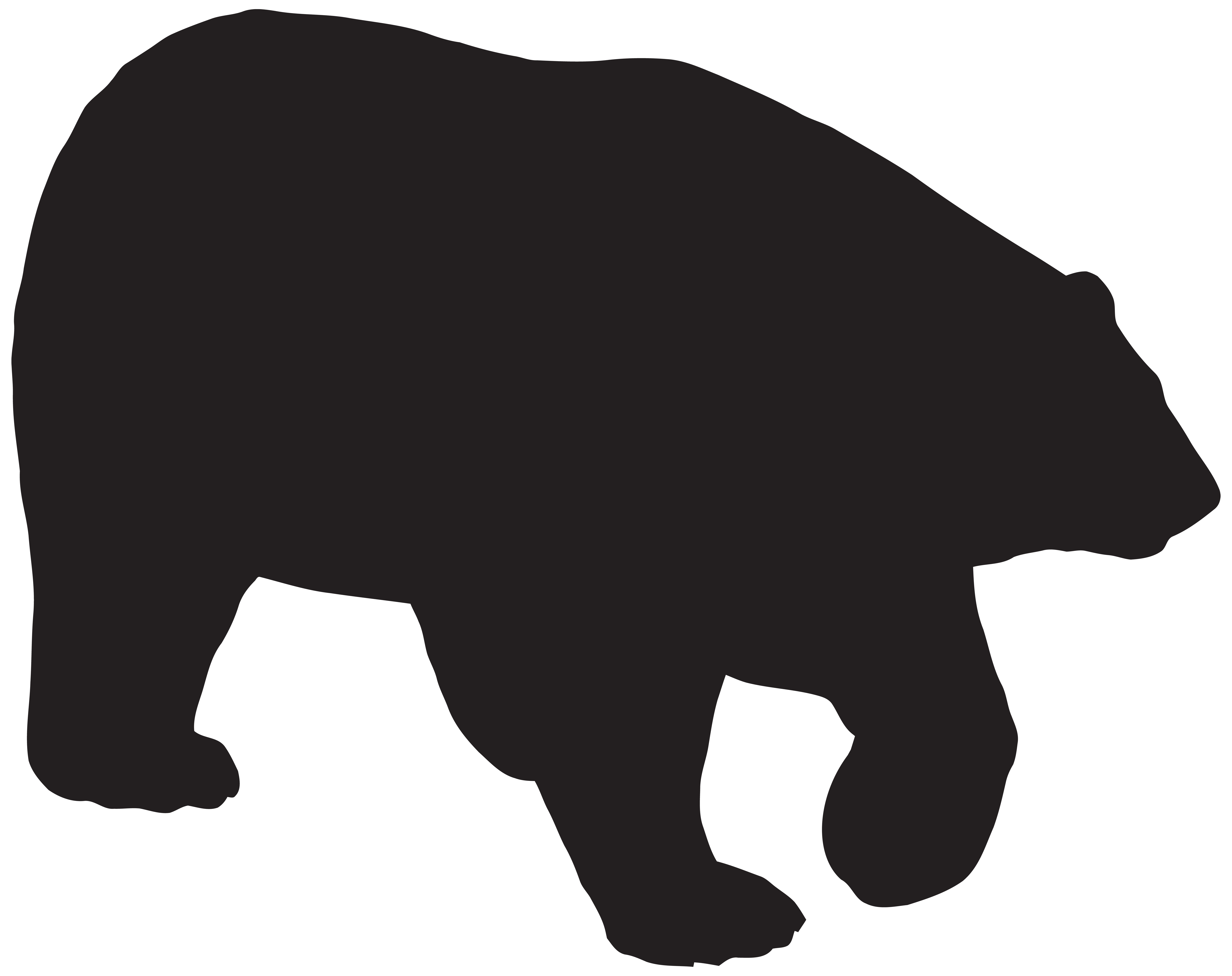 8000x6337 Grizzly Bear Silhouette Clip Art