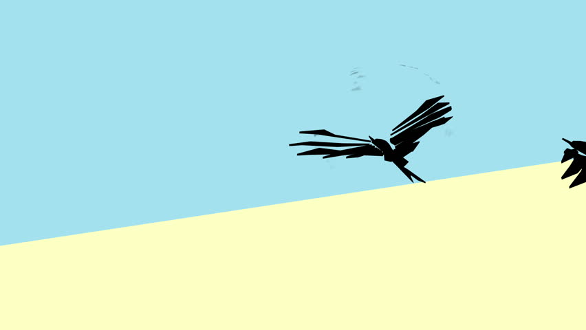 852x480 Three Swallows. Black Birds Flying And Landing On The Surface