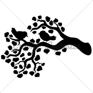 325x325 Stylized Branch Silhouette With Birds Gl Stock Images