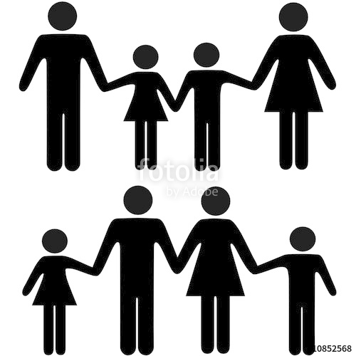 500x500 Mom Dad Boy Girl Family Holding Hands Symbols Stock Image