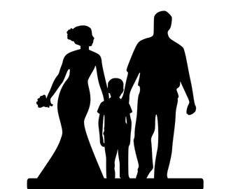 340x270 Bride And Groom Silhouette Wedding Cake Topper Child