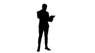 320x180 Silhouette Of A Businessman Talking On The Phone Stock Video