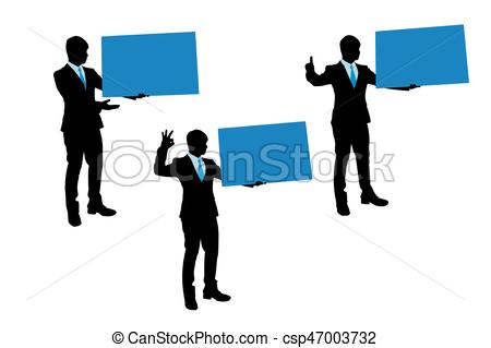 450x319 Silhouette Of Businessman Take Billboard On The White Vectors