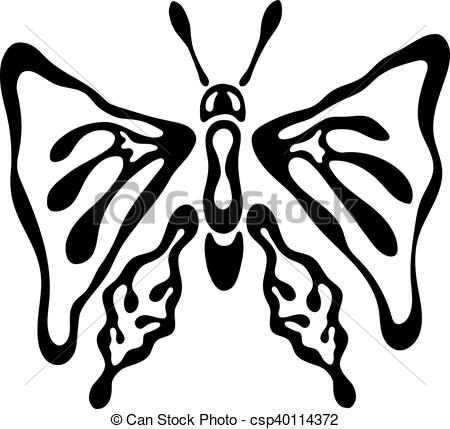 450x429 Silhouette Butterfly Logo, Black And White. Silhouette Vectors