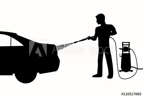 500x338 Silhouette Of Man Washing A Car With High Pressure Washer