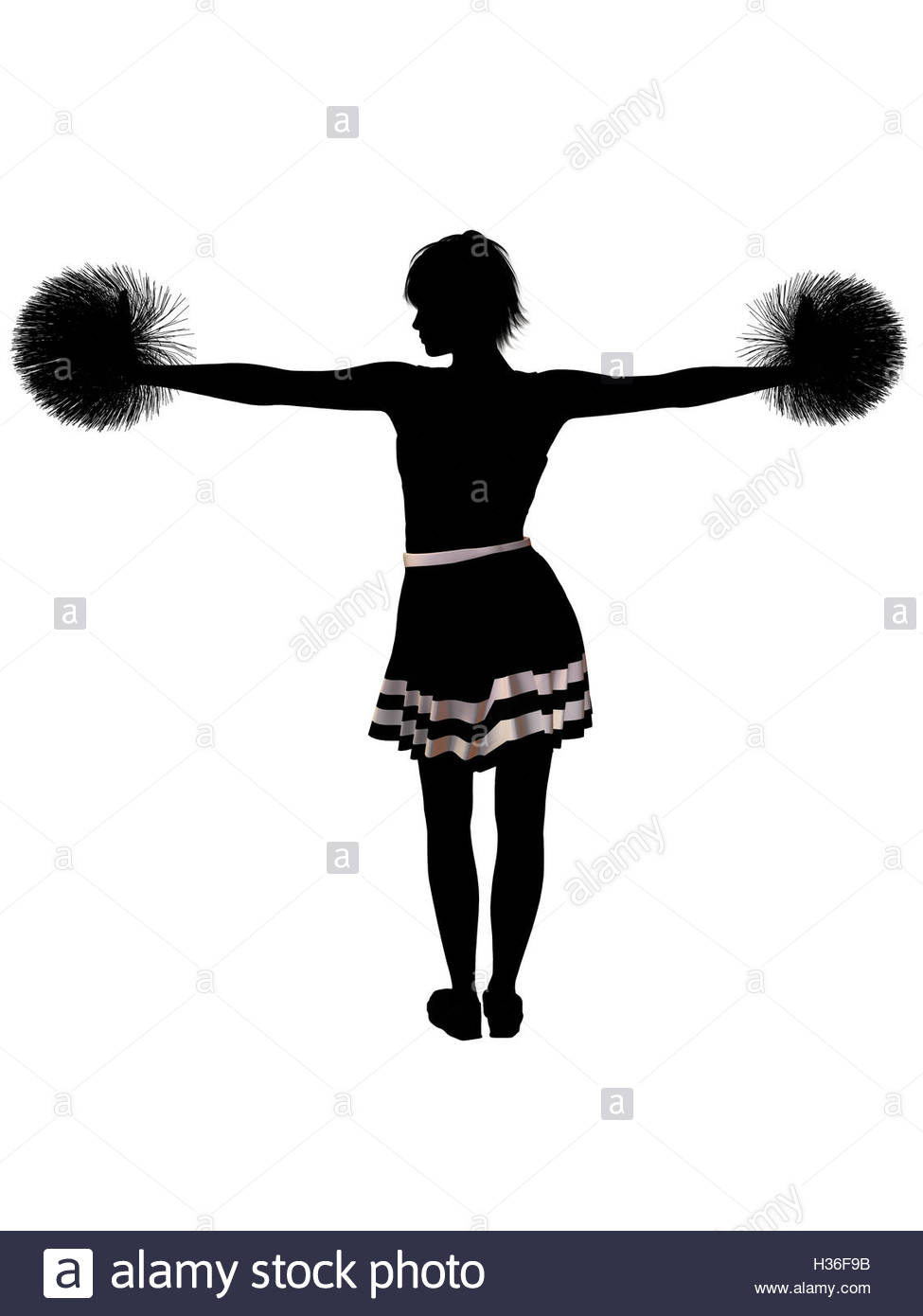 975x1390 Cheerleader Illustration Silhouette Stock Photo, Royalty Free