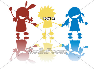 380x278 Stock Photo Happy Little Children Holding Hands Colors