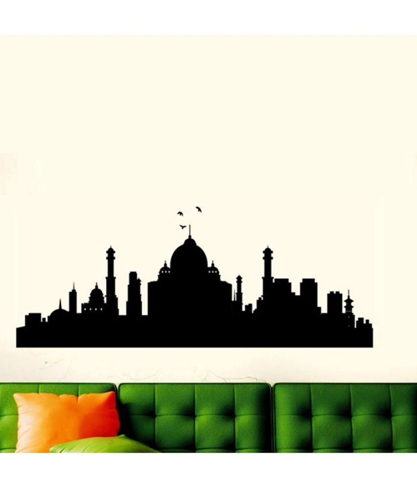 850x995 Wall Dreams Delhi Cityscape Silhouette Art Poly Vinyl Wall