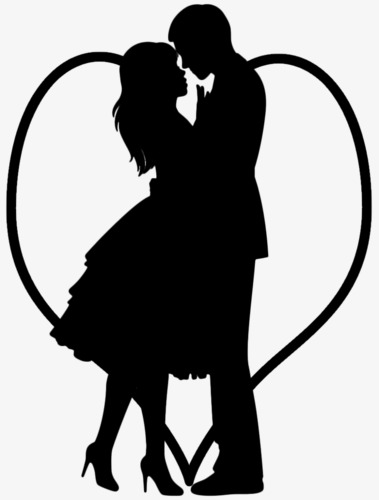 379x500 Black Silhouette Couple, Black Silhouette, Embrace, Marry Png