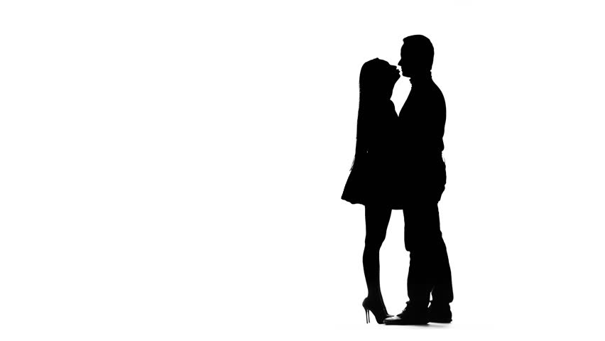 852x480 Loving Couple Is Dancing Latin Dances In The Studio. Silhouette
