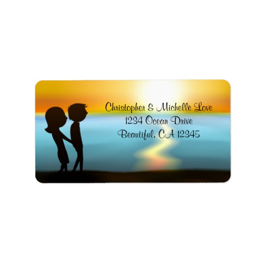 540x540 Silhouette Couple Sunset ~ Sunrise Beach Address Label