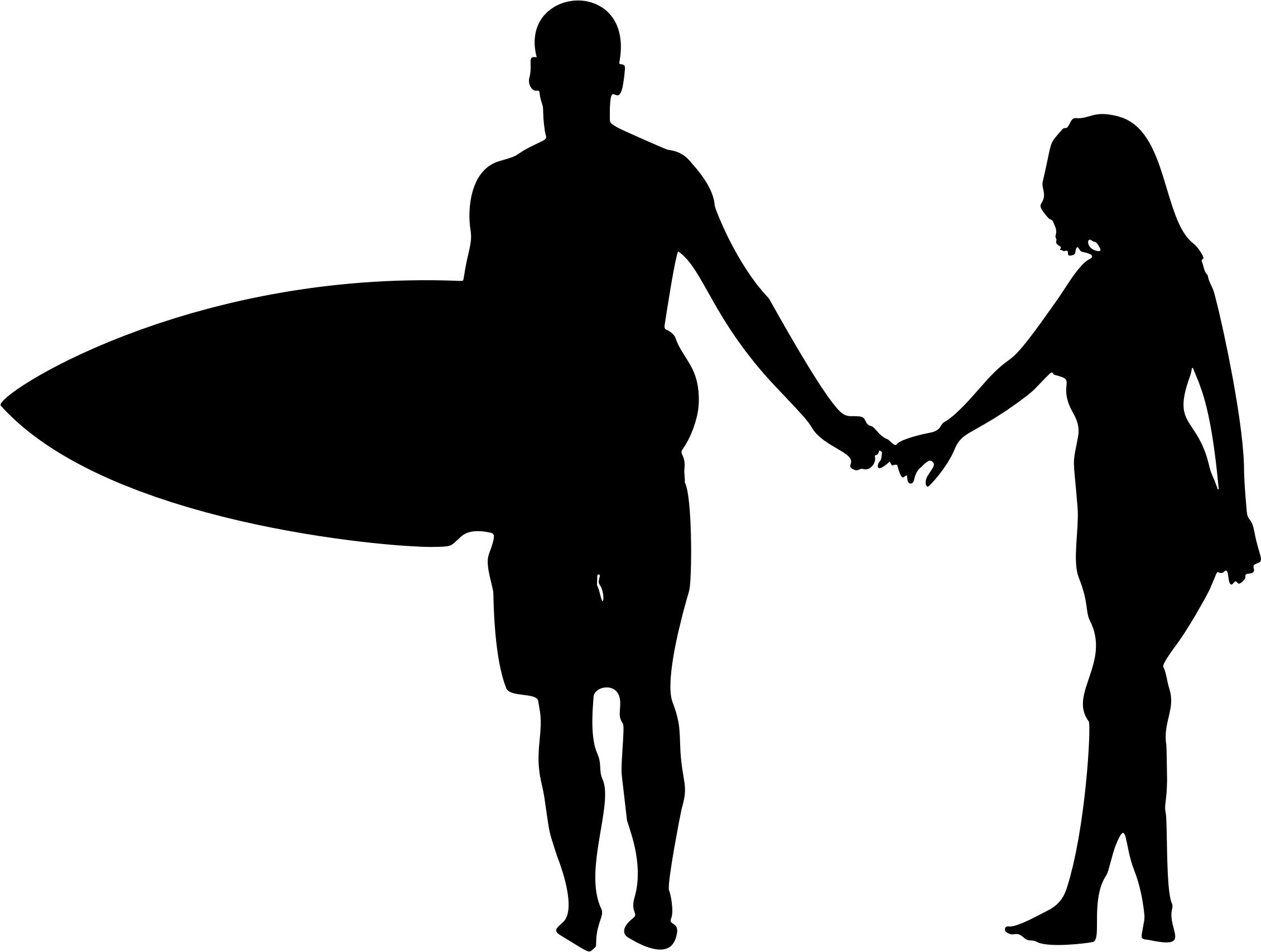 2260x1706 Surfer Couple Silhouette Icons Png