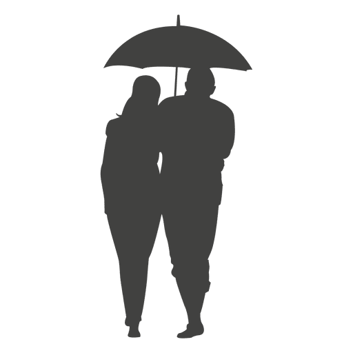 silhouette couple umbrella clipart