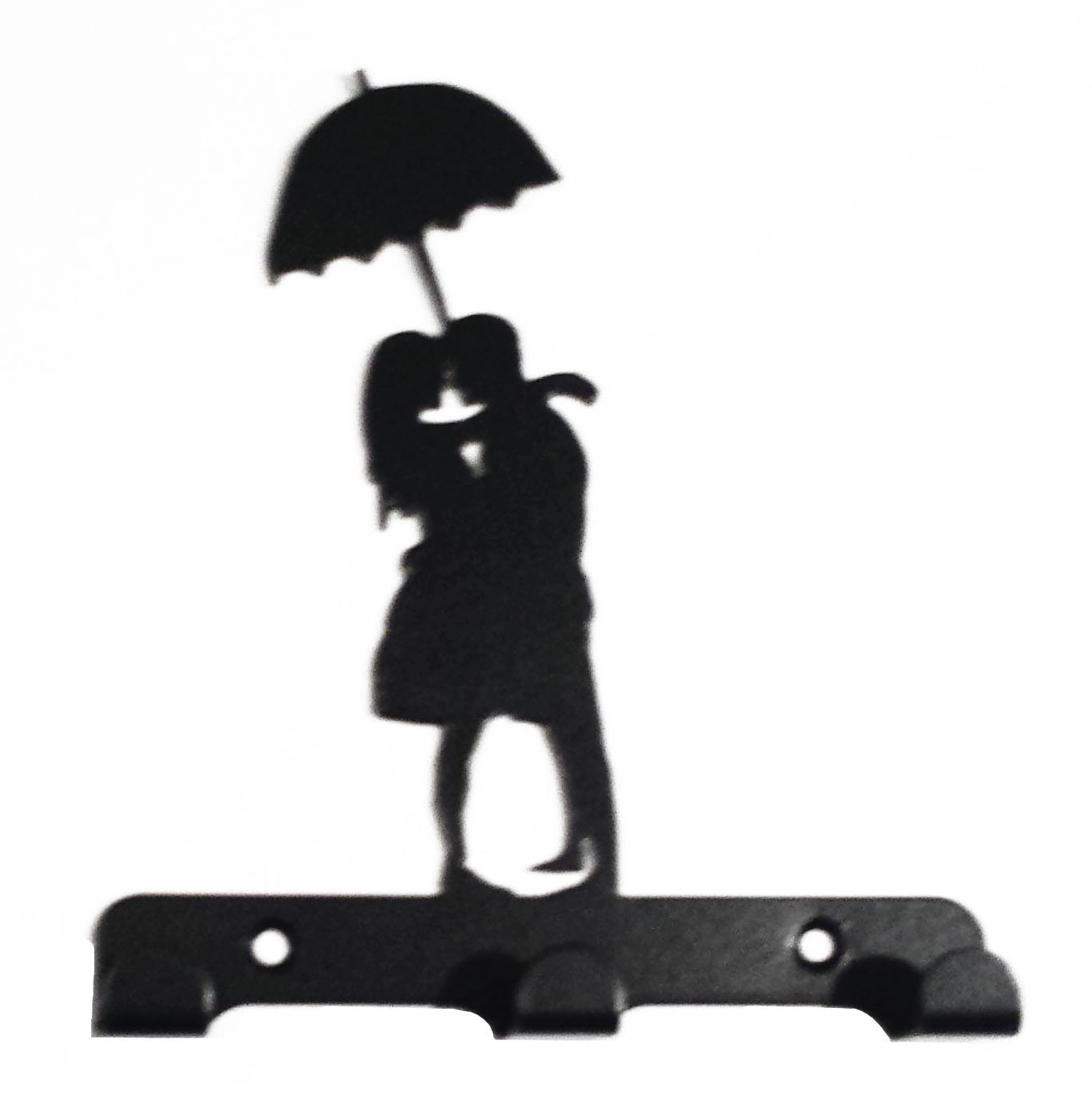 1366x1380 Couple Under Umbrella Silhouette Key Hook Rack Metal Wall