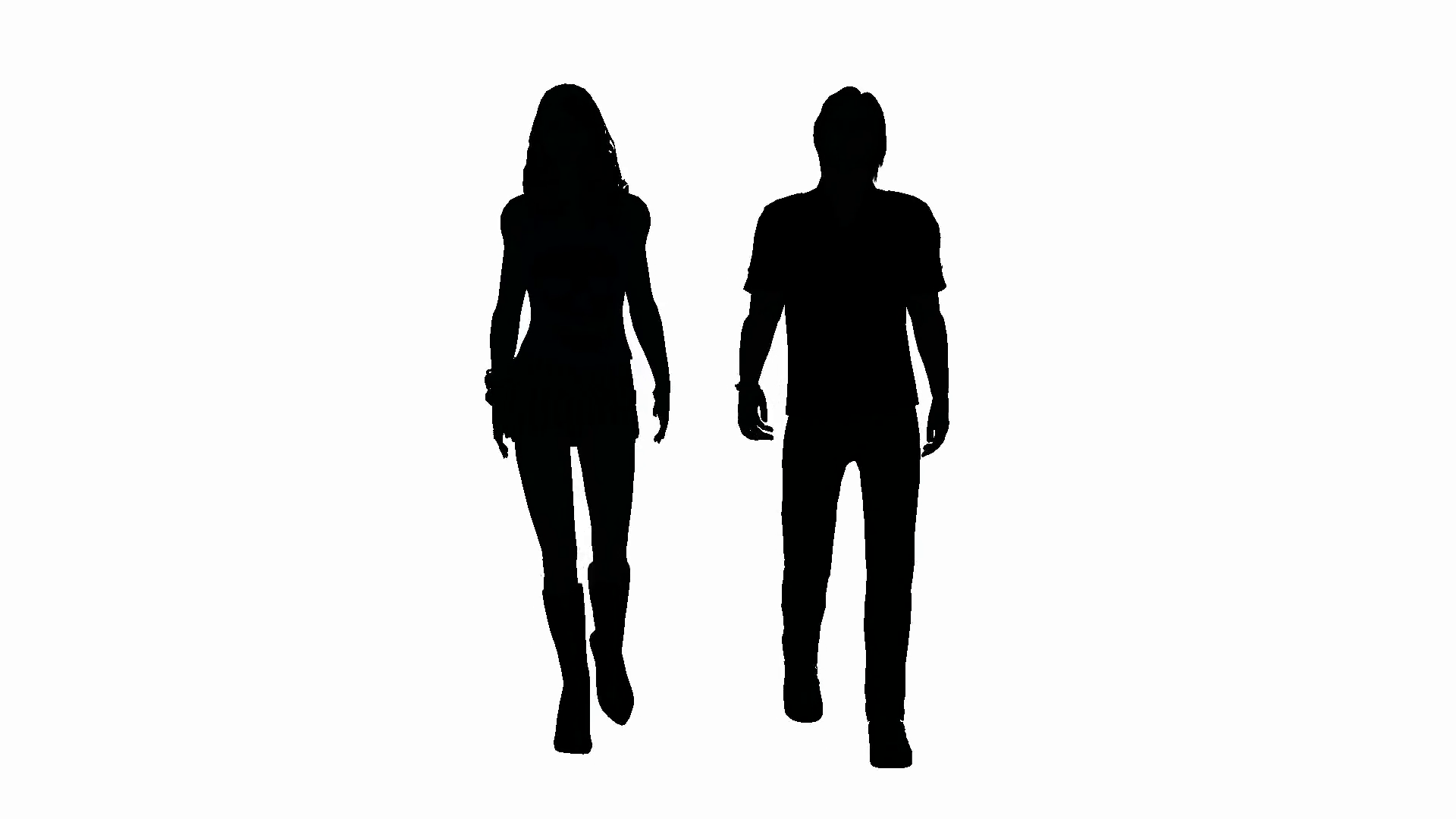 1920x1080 Couple Walking Toward Camera In Silhouette On A White Background