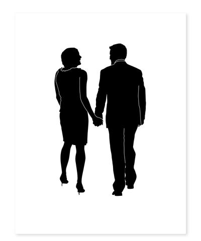 400x480 Custom Couples' Silhouette Apple Blossom Print