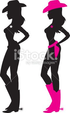238x380 The Silhouette Of A Cowgirl In 2 Versions. Colors Easily Changed
