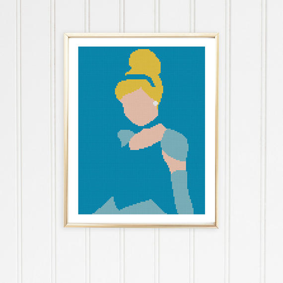 570x570 Cinderella Silhouette Cross Stitch Pattern Princess Silhouette