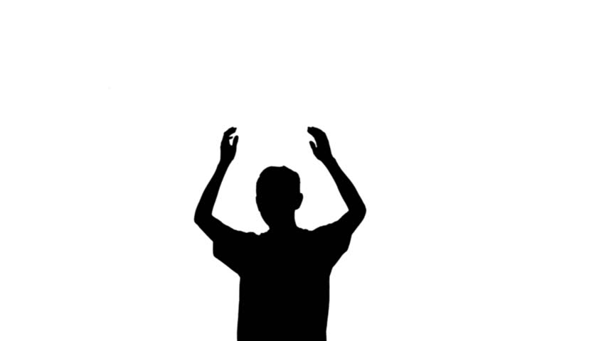 852x480 Silhouette Of Young Man Clapping With Hands In The Air. Event
