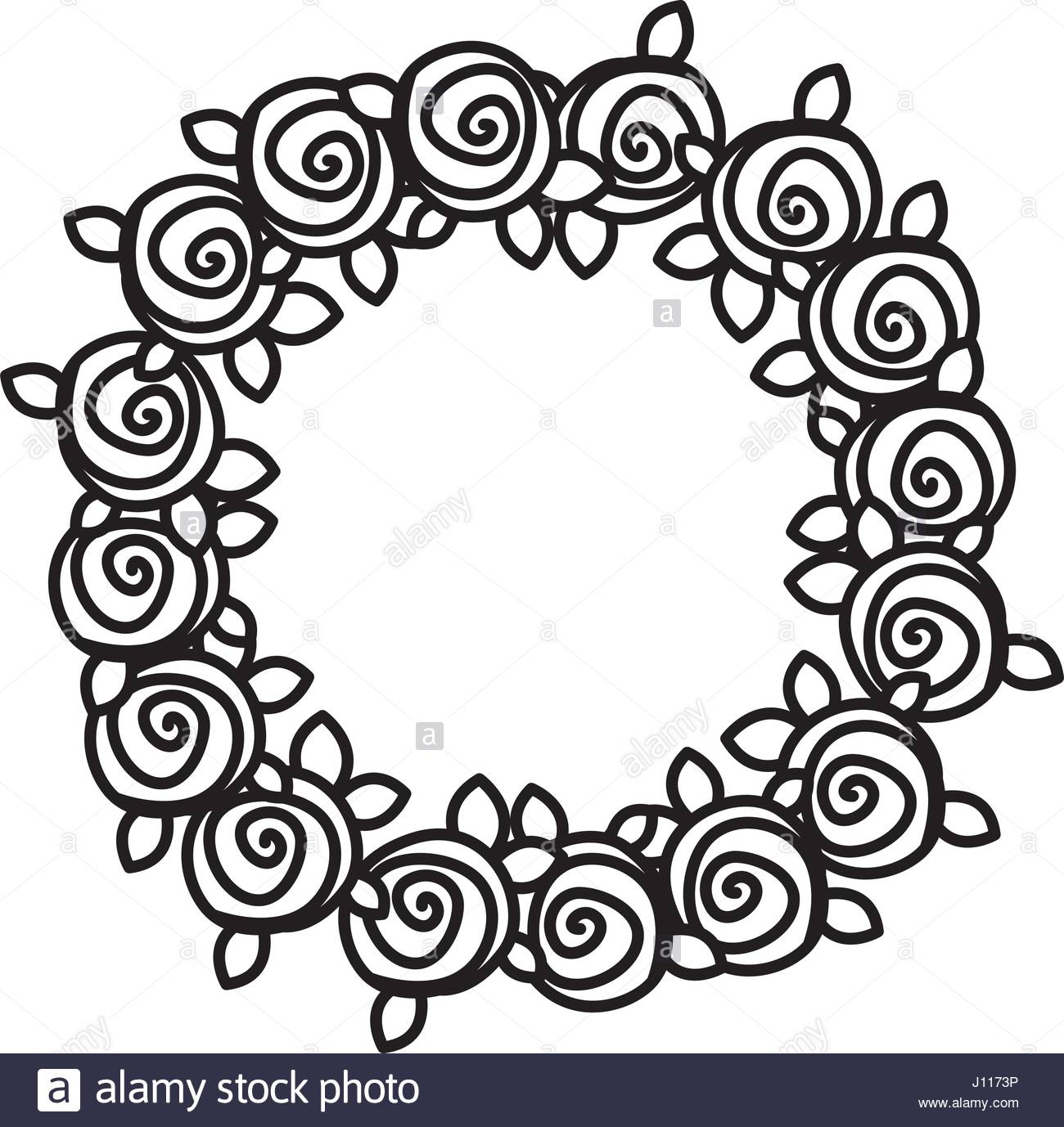 1300x1378 Silhouette Crown Drawing Roses With Leaves Stock Vector Art