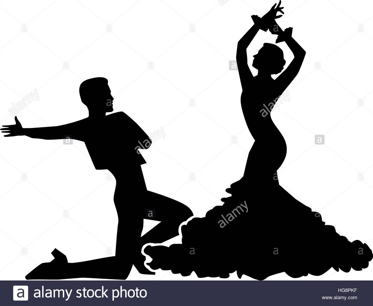 1300x1067 Silhouette Of Flamenco Dancing Couple Stock Vector Art