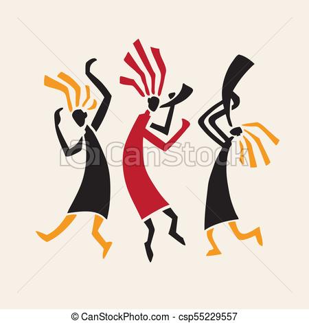 450x470 Silhouette Of Musicians And Dancers. Stylized Musicians Clipart