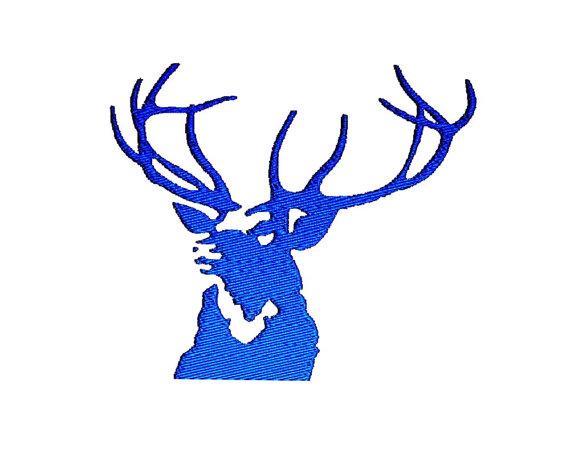 570x453 Deer Antlers Silhouette Stag Head Embroidery Design In 3 Sizes
