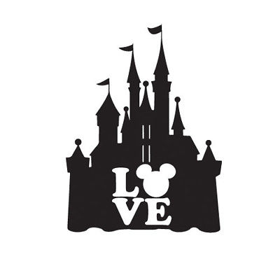 400x400 Mickey And Minnie Mouse Castle Vinyl Sticker Silhouette Disney