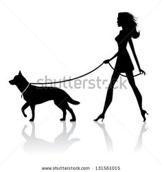 236x250 Woman Umbrella Walking Dog Silhouette Clipart