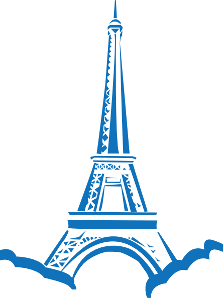 444x594 Blue Eiffel Tower Silhouette Clip Art