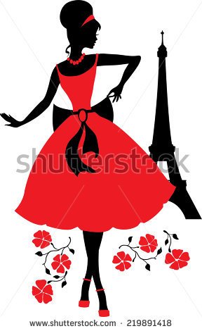 288x470 Stock Vector Retro Woman Red And Black Silhouette With Eiffel