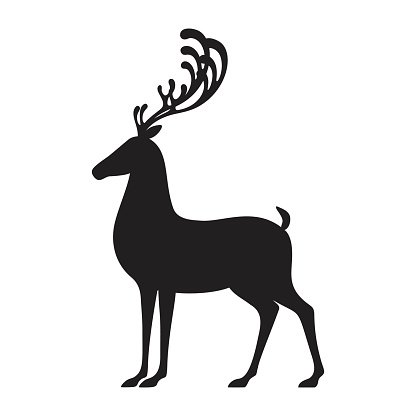 416x416 Deer Black Vector Illustration Isolated Elk Silhouette Premium