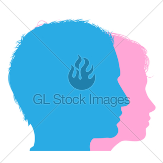 325x325 Man And Woman Faces Silhouette Gl Stock Images