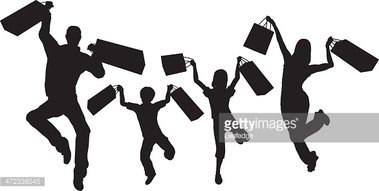 379x191 Silhouette Family[Enjoy Shopping!] Stock Vectors