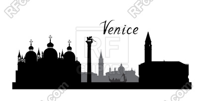 400x203 Venice Famous Landmarks Skyline Royalty Free Vector Clip Art Image