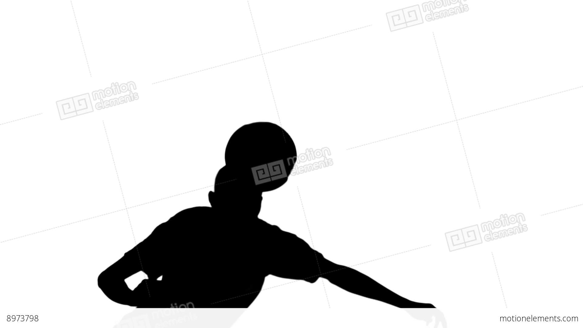 1920x1080 Silhouette Of Football Player Heading The Ball Stock Video Footage