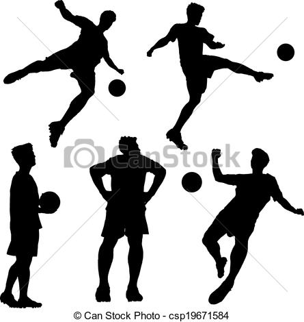 445x470 Silhouette Of Soccer Football Player Man Striking The Ball