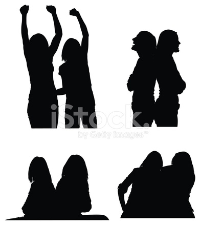 391x439 Silhouette Of Female Friends Stock Vector