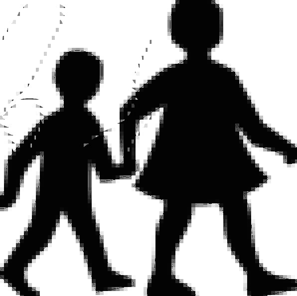 596x594 Children, Broods, Holding Hands, Walking, Silhouette, Outline