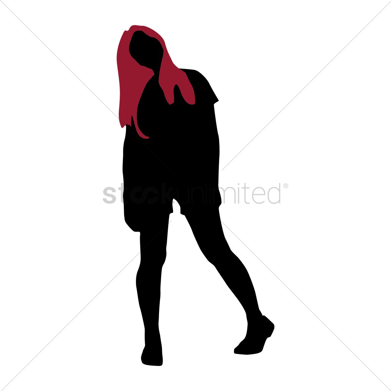 1300x1300 Silhouette Of Girl With Tilt Head Vector Image