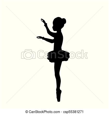 450x470 Girl Ballerina Silhouette Dance Ballet. Vector Illustration