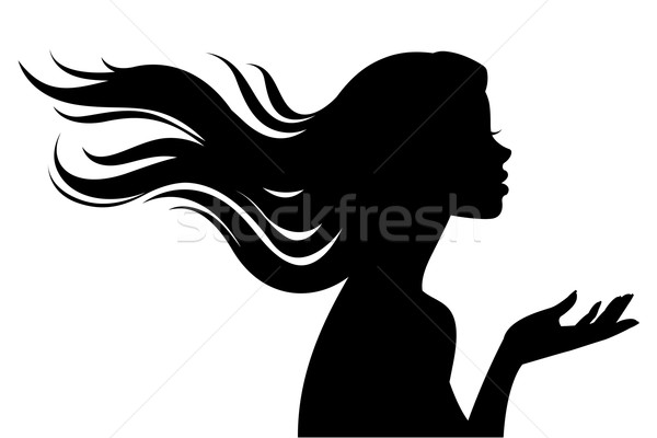 600x400 Silhouette Of Beautiful Girl In Profile With Long Hair Vector